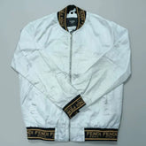Fendi Roma Logo Trim Bomber Jacket | Premium White